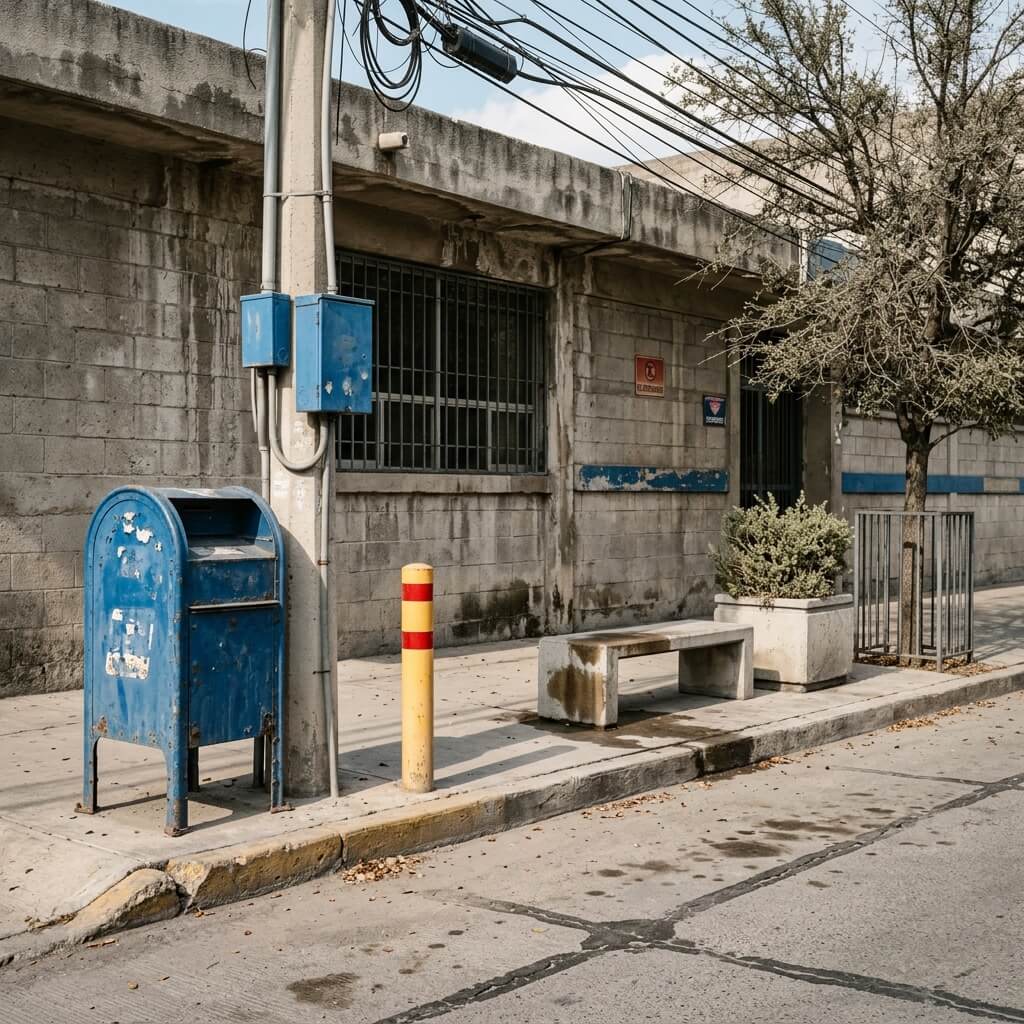 Cruce vial del área metropolitana de Monterrey con señalética y mobiliario urbano