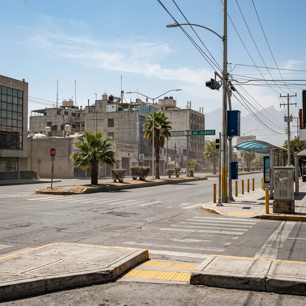 Horizonte urbano del área metropolitana de Monterrey con la sierra al fondo